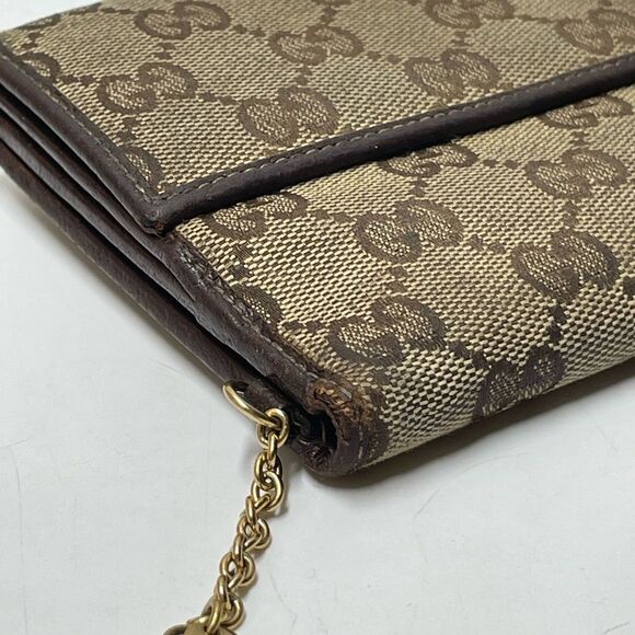 Authentic Gucci GG Logo Canvas Leather Trim Compact Wallet - Picture 6 of 16